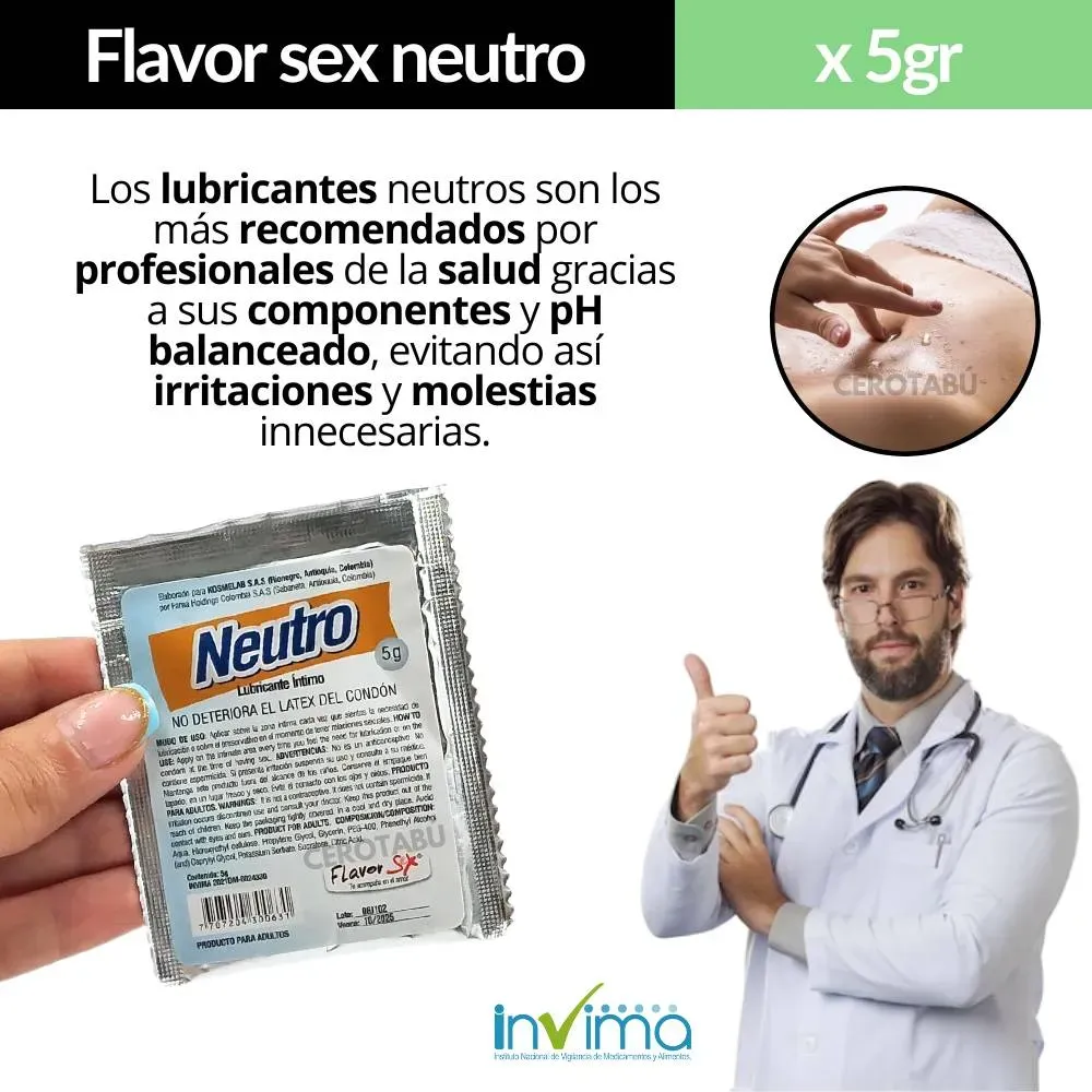 Lubricante Intimo Neutro Natural A Base De Agua 5g