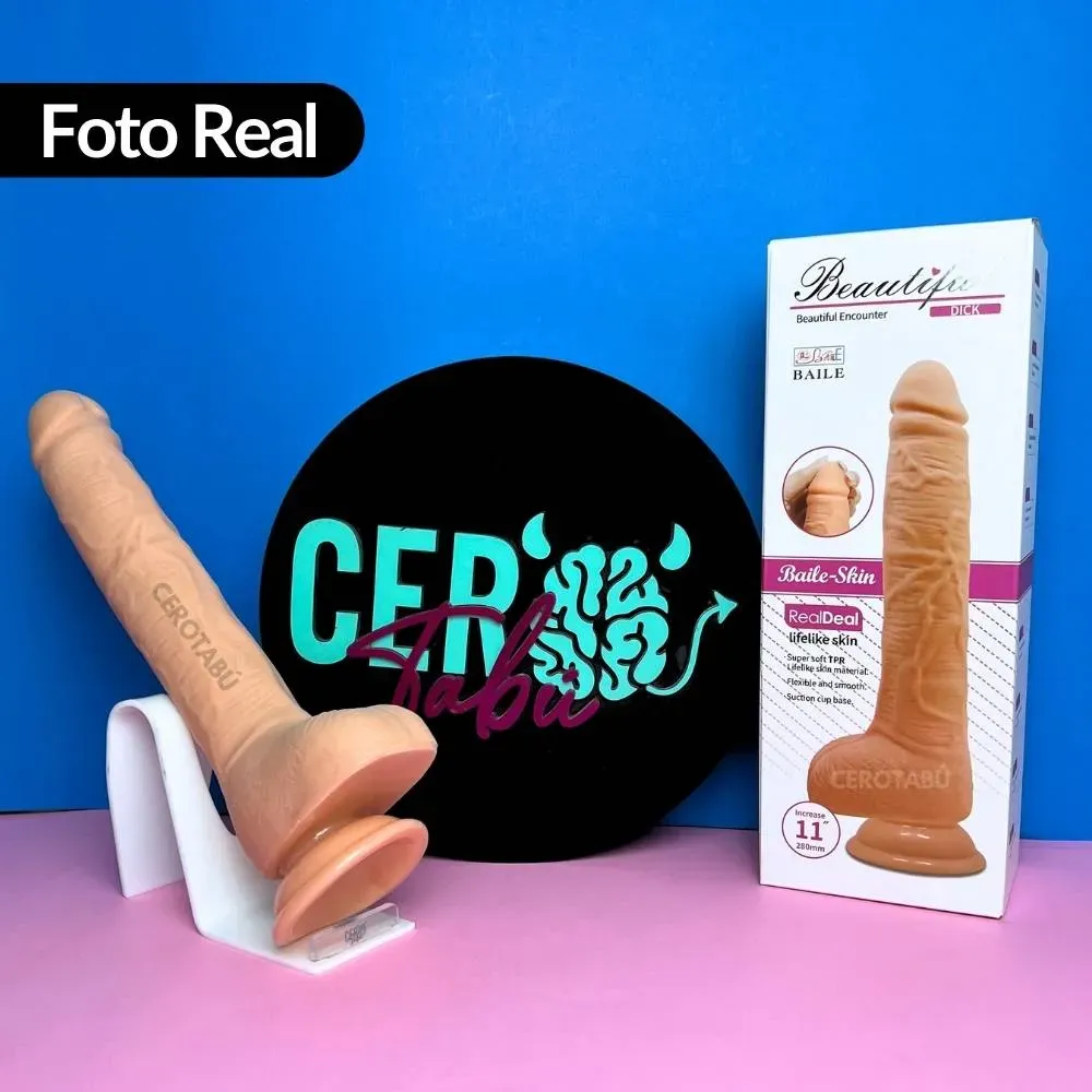 Dildo Realista Pene Grande Con Chupa Adherente Flexible 