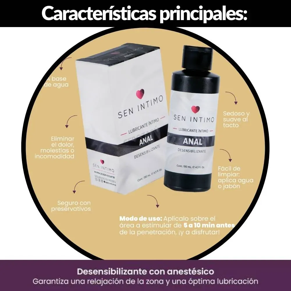 Lubricante Desensibilizante Dilatador Anestésico Anal Sen Intimo 130 ml