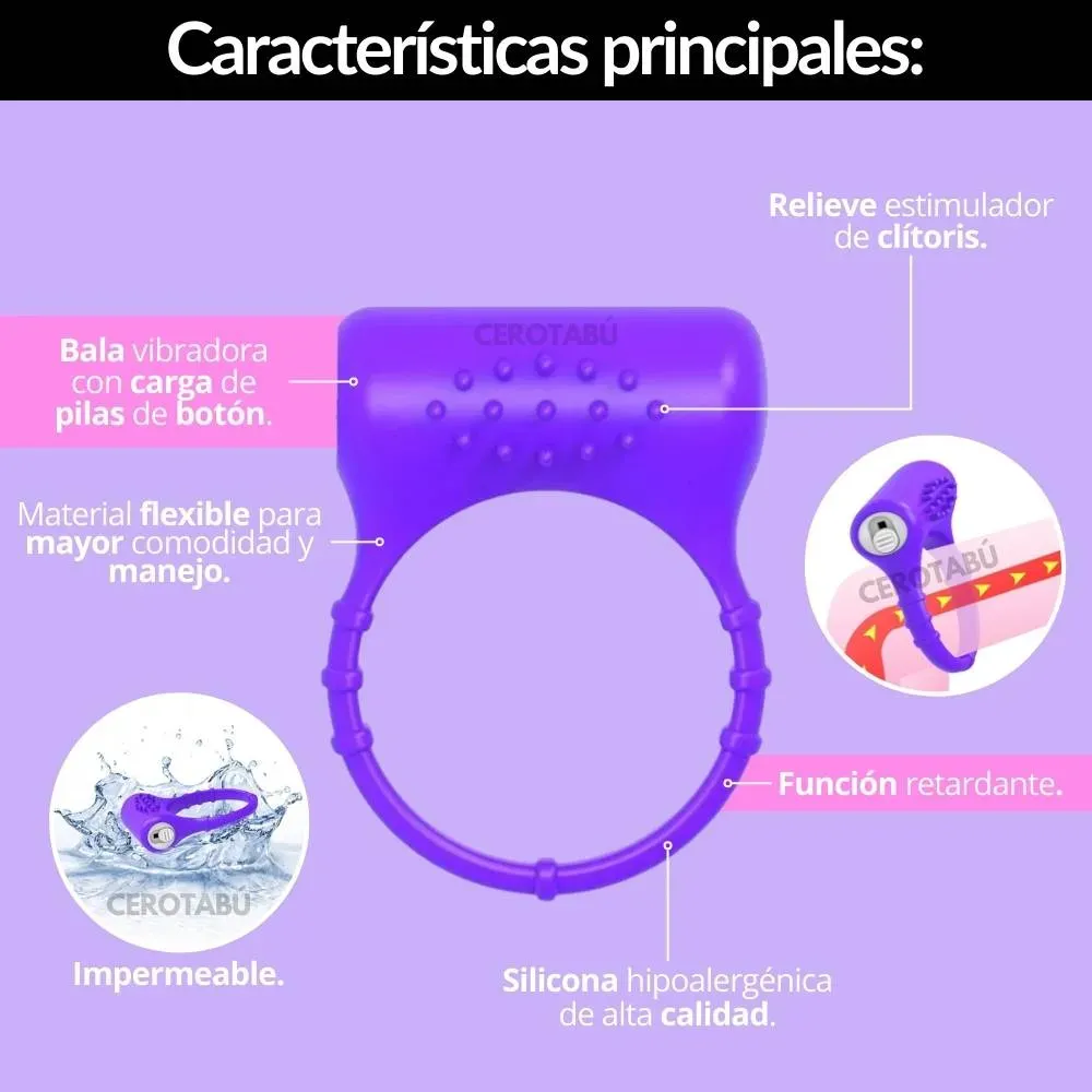 Anillo Vibrador Retardante Gama Alta + Potenciador Masculino