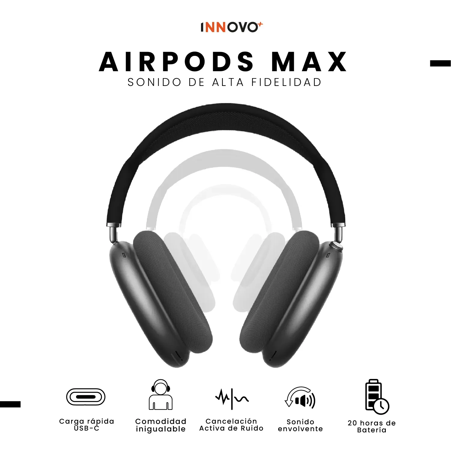 Audífonos Airpods Max 1.1 Replic Magnetica Full Sonido Bluetooth Estuche