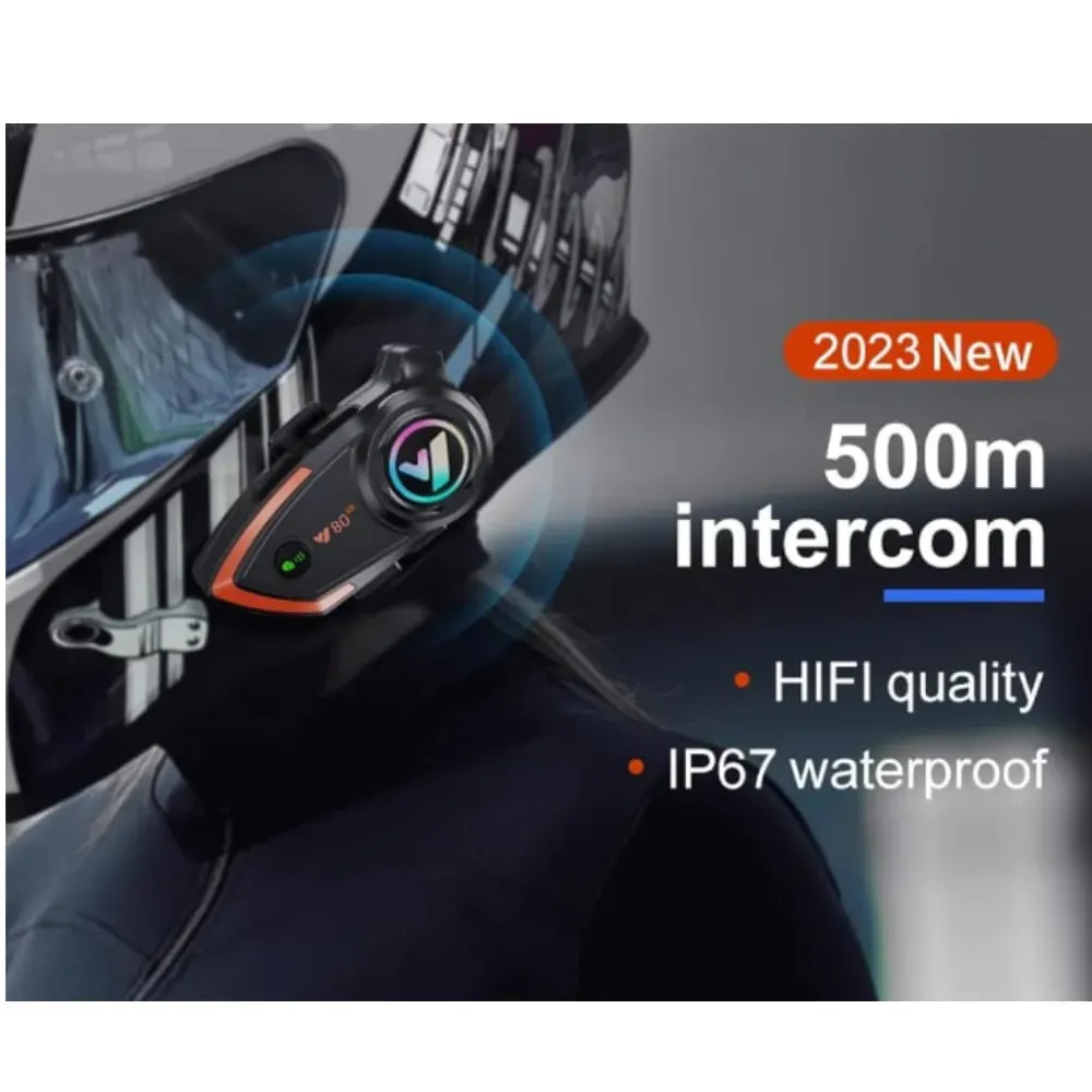 Intercomunicador Y80X Pro Conexión Universal Para Casco Comando Voz Obsequio BT12 Compatibles