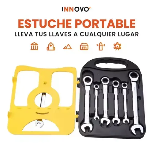 Juego De Llaves Mixtas Rachet Estuche 7 Pz Chrome Vanadium