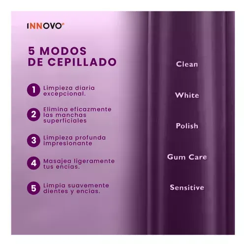 Cepillo Dental Purple Eléctrico Limpieza Profunda Recargable Limpieza Innovo Morado