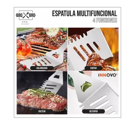 Set Utensilios Asados Infaltables 20 Pz Acero Inoxidable