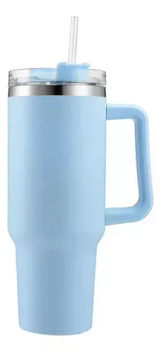 Termo Vaso Conserva Temperatura 1.2 L Acero Inoxidable Con Pitillo Azul Innovo Flask