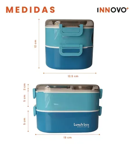 Portacomida Recipiente Tupp Con División Libre Bpa Con Cubiertos Innovo Home