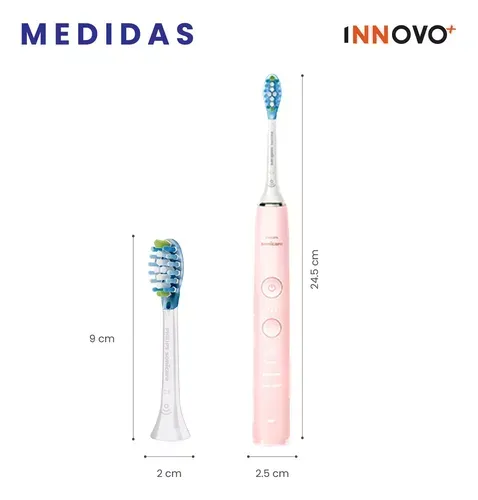 Cepillo Dental Pink Eléctrico Limpieza Profunda Estuche Philips Recargable 5 Modos Limpieza Con Estuche Innovo Rosa Edition