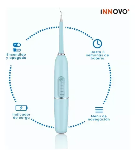 Cepillo Dental Ultrasonic Recargable Con Accesorios Limpieza Profunda Innovo Azul