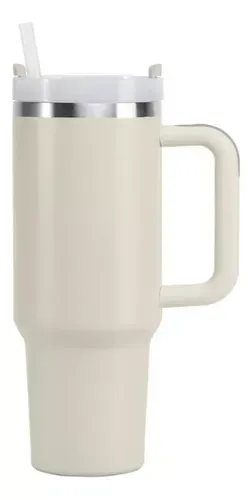 Termo Vaso Conserva Temperatura 1.2 L Acero Inoxidable Con Pitillo Beige Cream Innovo Flask