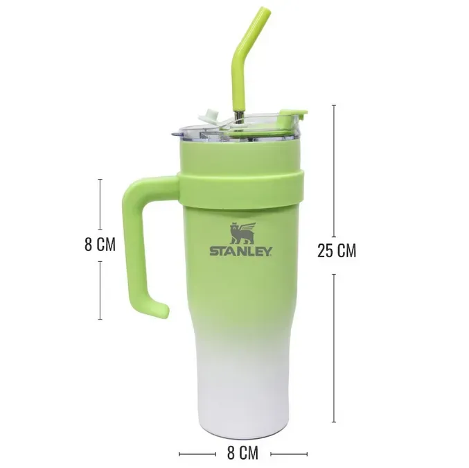 Vaso Termo Portable Stanley Verde Bicolor Conserva Calor Frio Pitillo