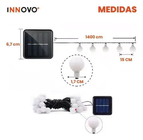 Luces Navideñas 10 Metros Panel Solar Rgb Secuencial Decora