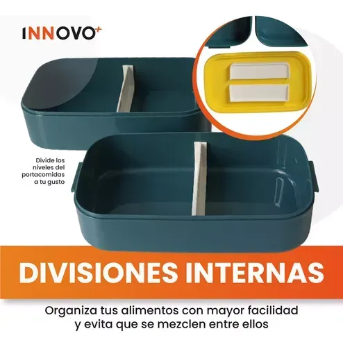 Portacomida Recipiente Con División Libre Bpa Con Cubiertos Innovo Home