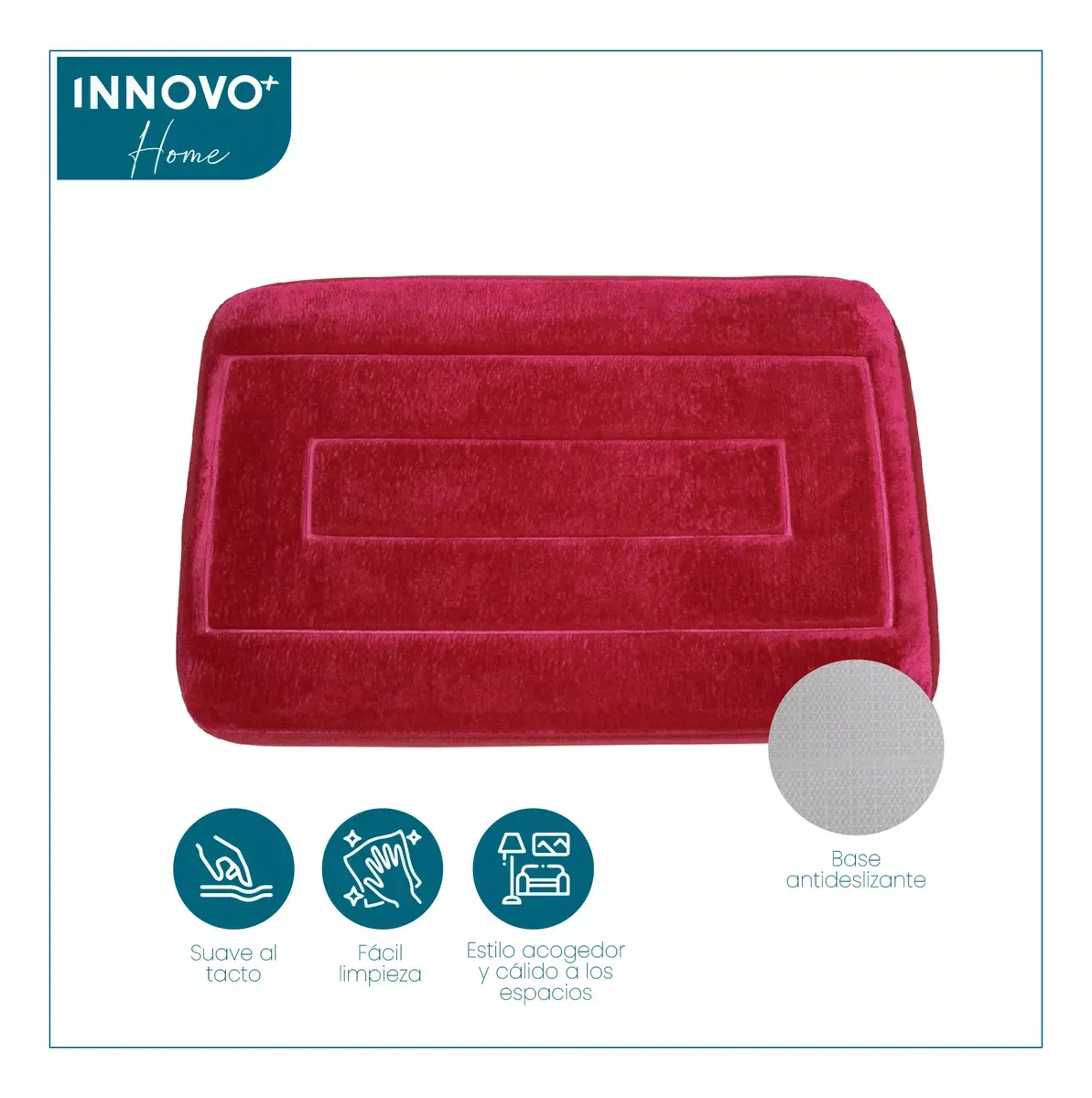 Tapete Antideslizante Para Hogar Suave Peluche Absorbente Rojo