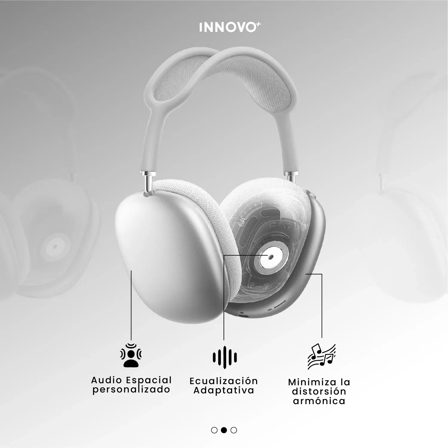 	 Audífonos Airpods Max 1.1 Replic Magnetica Full Sonido Bluetooth Estuche Blanco