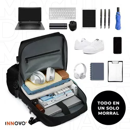 Mochila Bolso Maleta Multifuncional Viajero Negro Innovo Bag