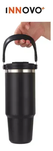 Termo Botella Térmico Manija Superior Acero Inoxidable Calor Frío 900 Ml Innovo Flask Negro