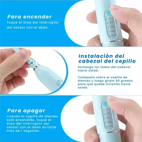 Cepillo Dental Ultrasonic Recargable Con Accesorios Limpieza Profunda Innovo Azul