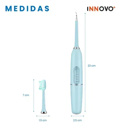 Cepillo Dental Ultrasonic Recargable Con Accesorios Limpieza Profunda Innovo Azul