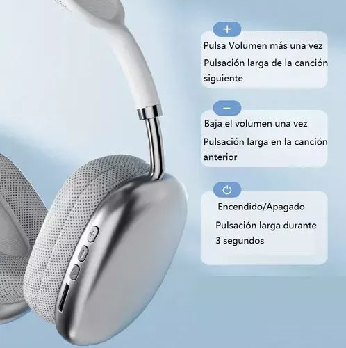 Diadema Audifonos Bluetooth P9 Pro Max Air Sound Mega Bass Innovo Blanco