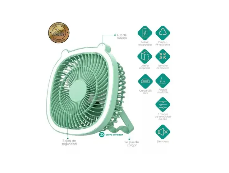 Mini Ventilador De Mesa Recargable 3 Velocidades Led