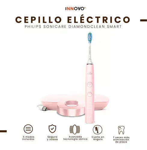 Cepillo Dental Pink Eléctrico Limpieza Profunda Estuche Philips Recargable 5 Modos Limpieza Con Estuche Innovo Rosa Edition