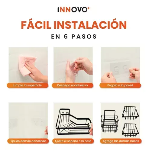 Set Organizador De Baño 5 Piezas Esquinero Acero Se Instala Fácil Resiste Hasta 15 Kg