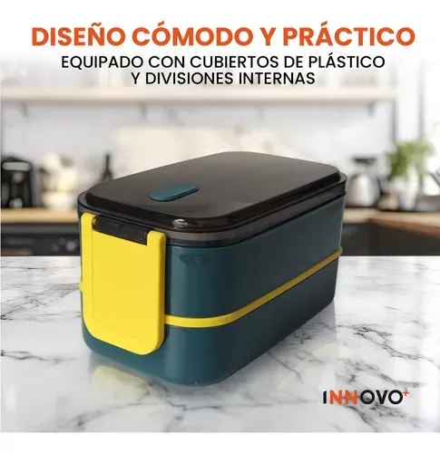 Portacomida Recipiente Con División Libre Bpa Con Cubiertos Innovo Home