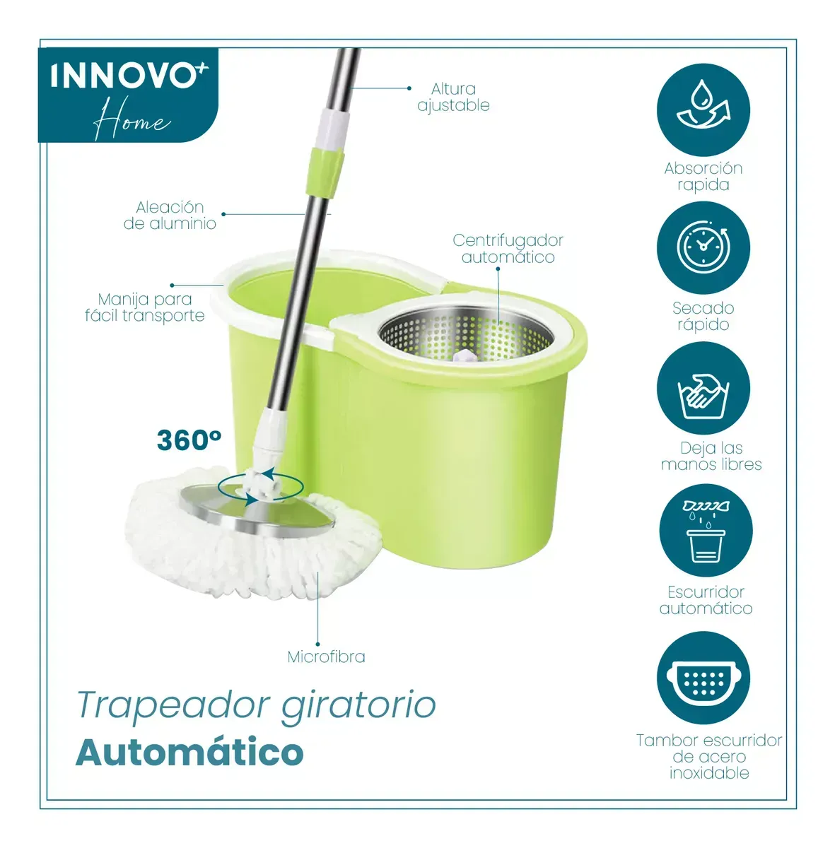 Kit Limpieza Hogar Trapeador 360 Barredor Mopa Multifuncion