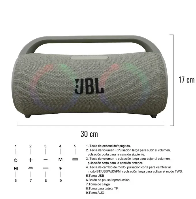 Parlante Portátil Bluetooth Tws Resiste Salpicaduras Jbl Replica Diseño