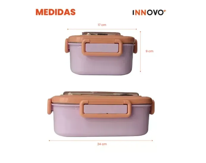 Portacomidas Recipiente Division Innovo Home Free Bpa Cubiertos