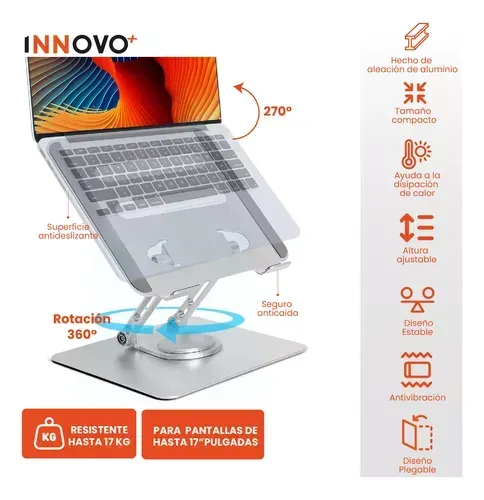 Base Soporte Laptop Ergonómico Giro 360 Ajustable Innovo