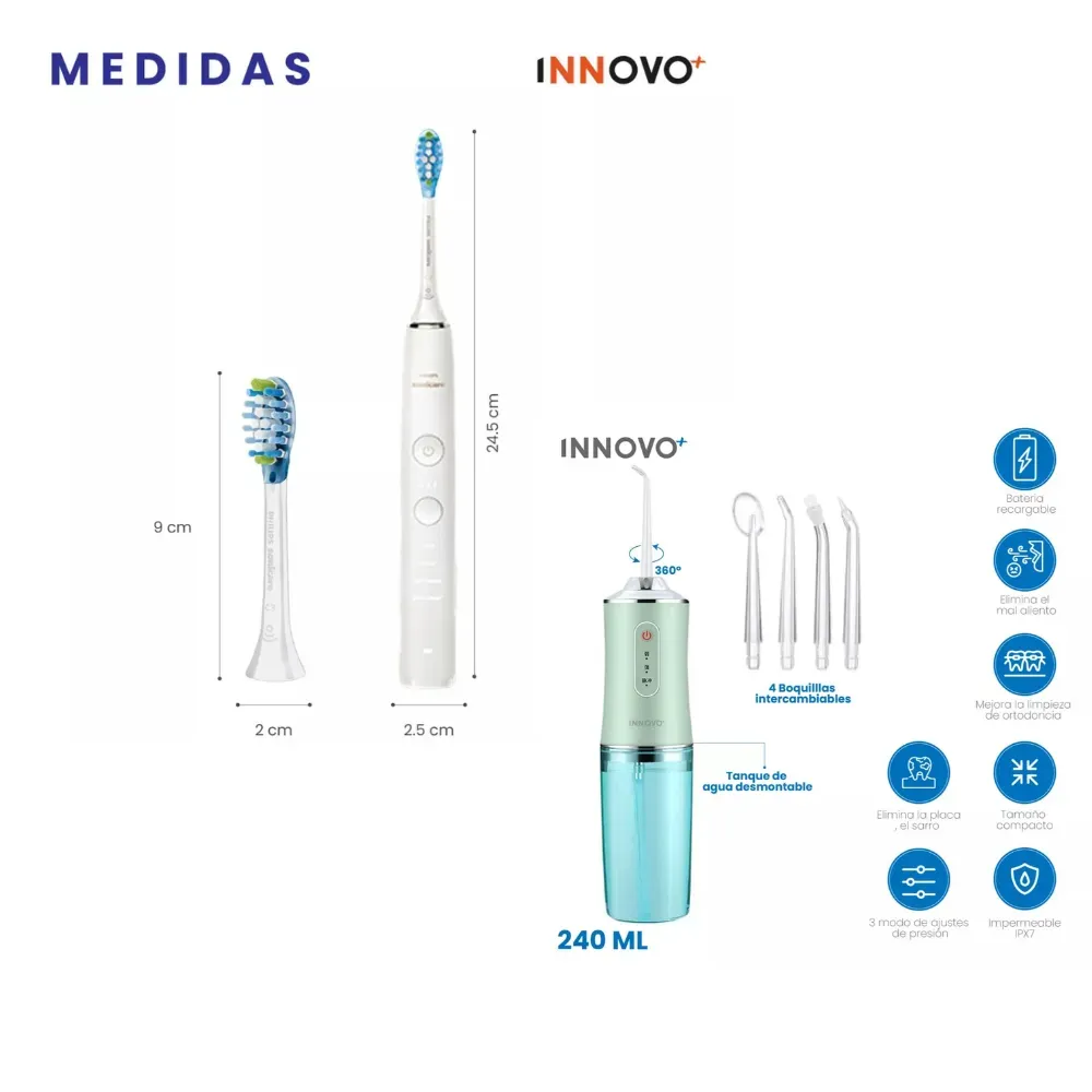 Cepillo Dental Electrónico Con Estuche Ultra Clean Con Irrigador Limpieza Profunda Phil