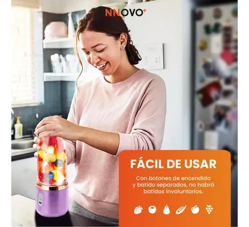 Mini Licuadora Para Batidos Rápidos De Bolso Recargable 400 Ml Innovo Home