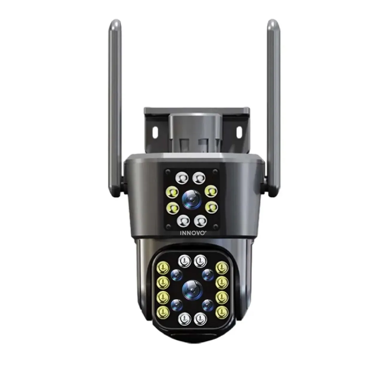 Cámara Ip Exterior Doble Lente Wifi Vision Nocturna 360 V380 Color Negro