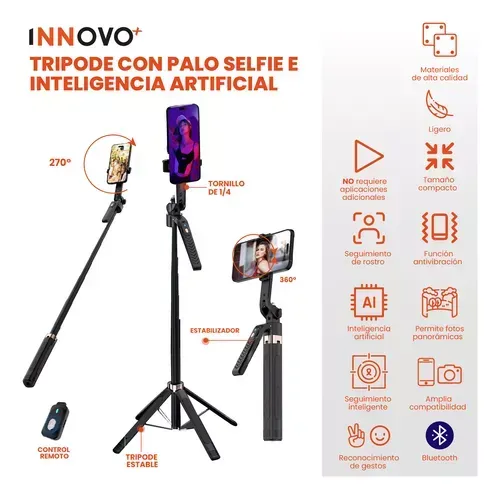 Palo Selfie Trípode Ia Inteligente Seguimiento Bluetooth 180