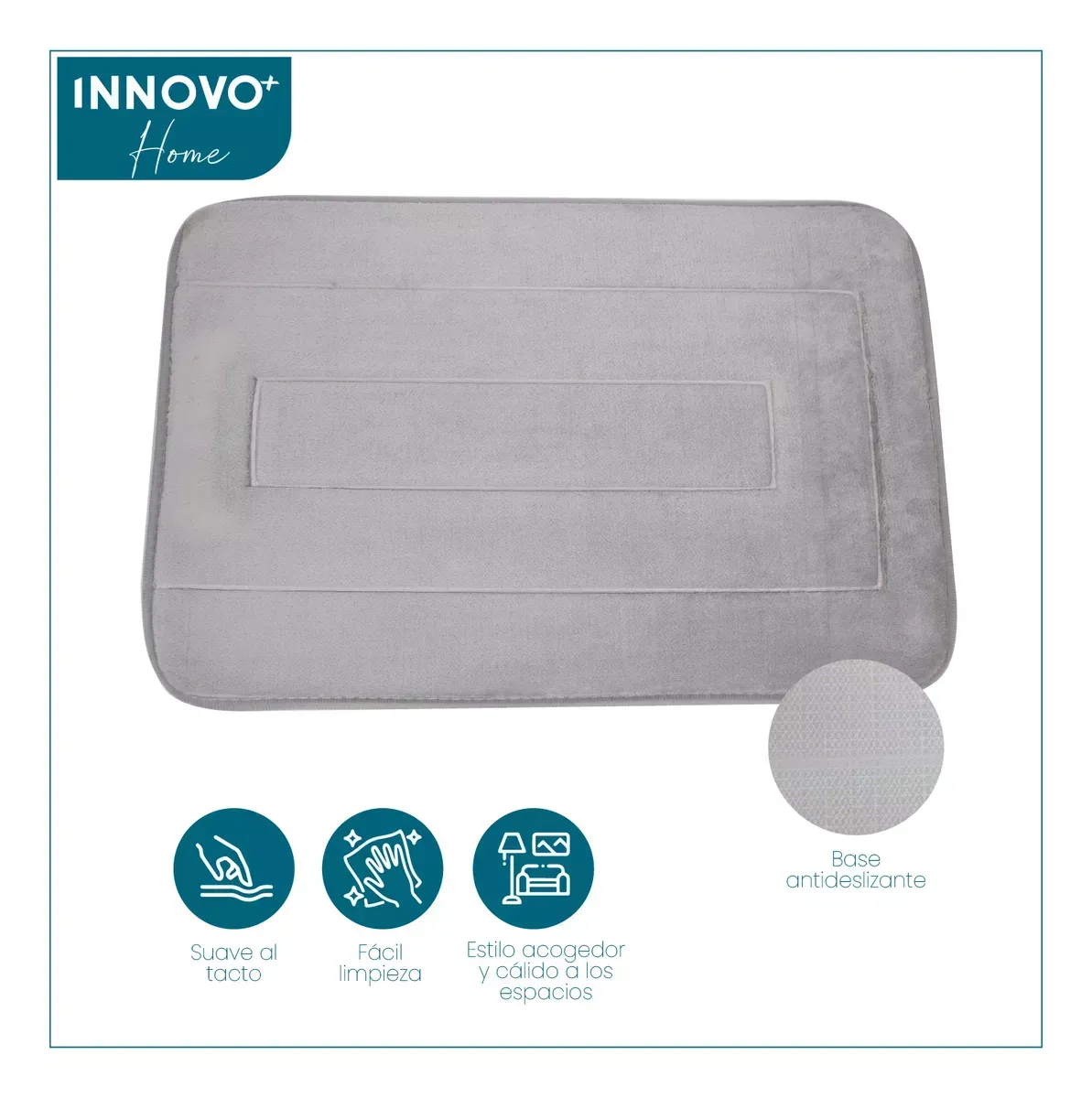 Tapete Antideslizante Para Hogar Suave Peluche Absorbente Gris