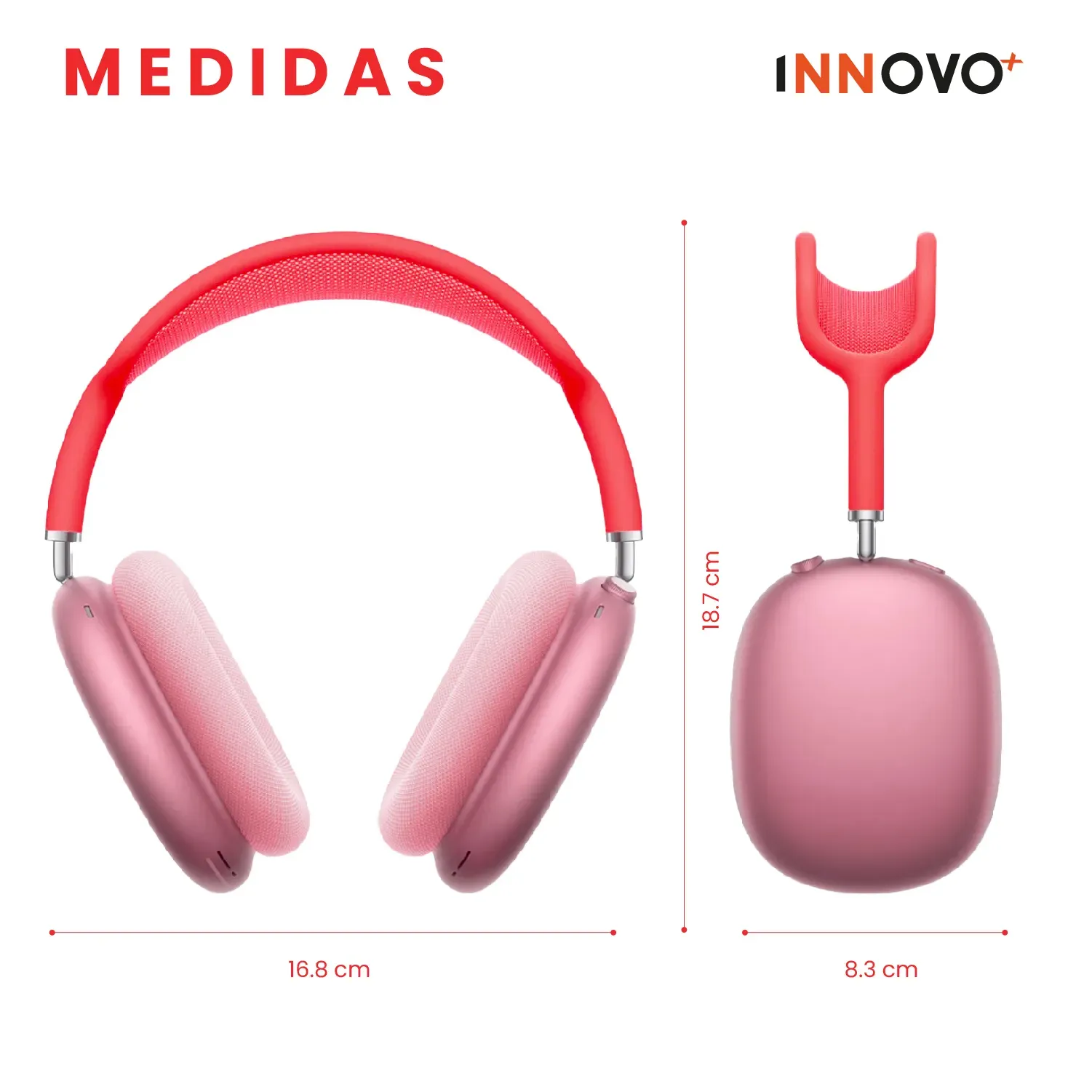 	 Audífonos Airpods Max 1.1 Replic Magnetica Full Sonido Bluetooth Estuche Rojo