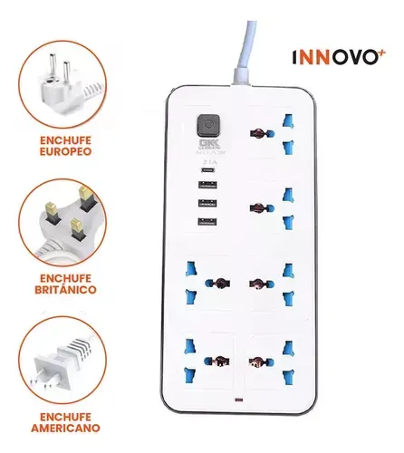 Multitoma Extensión Protección 10 En 1 Usb / Usb C Innovo