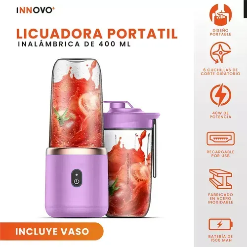 Mini Licuadora Para Batidos Rápidos De Bolso Recargable 400 Ml Innovo Home