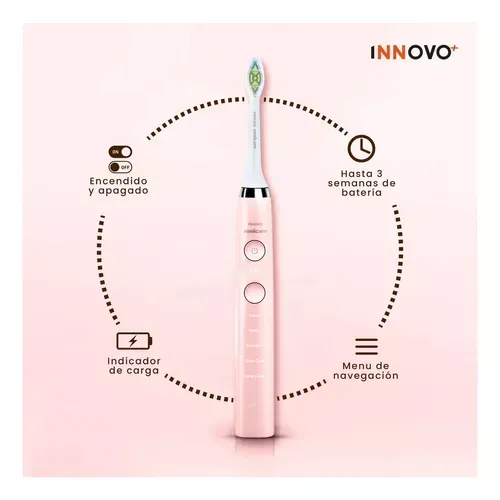 Cepillo Dental Pink Eléctrico Limpieza Profunda Estuche Philips Recargable 5 Modos Limpieza Con Estuche Innovo Rosa Edition