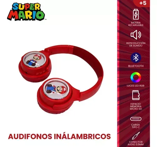 Audífonos Diadema Bluetooth Para Niños Super Mario Bross