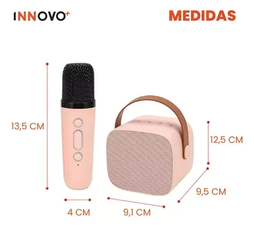 Parlante Karaoke Kids Bluetooth Recargable Voz Magica Pink