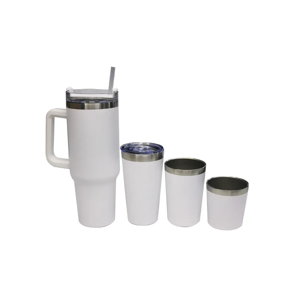 Vaso Termo Stan Blanco Con 3 Tazas Térmico Acero Inoxidable