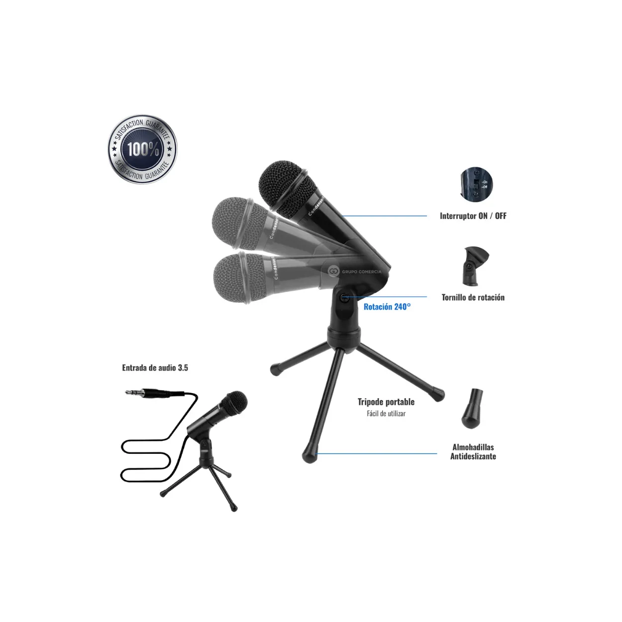 Base Soporte Para Con Micrófono Condensador Jack 3.5mm