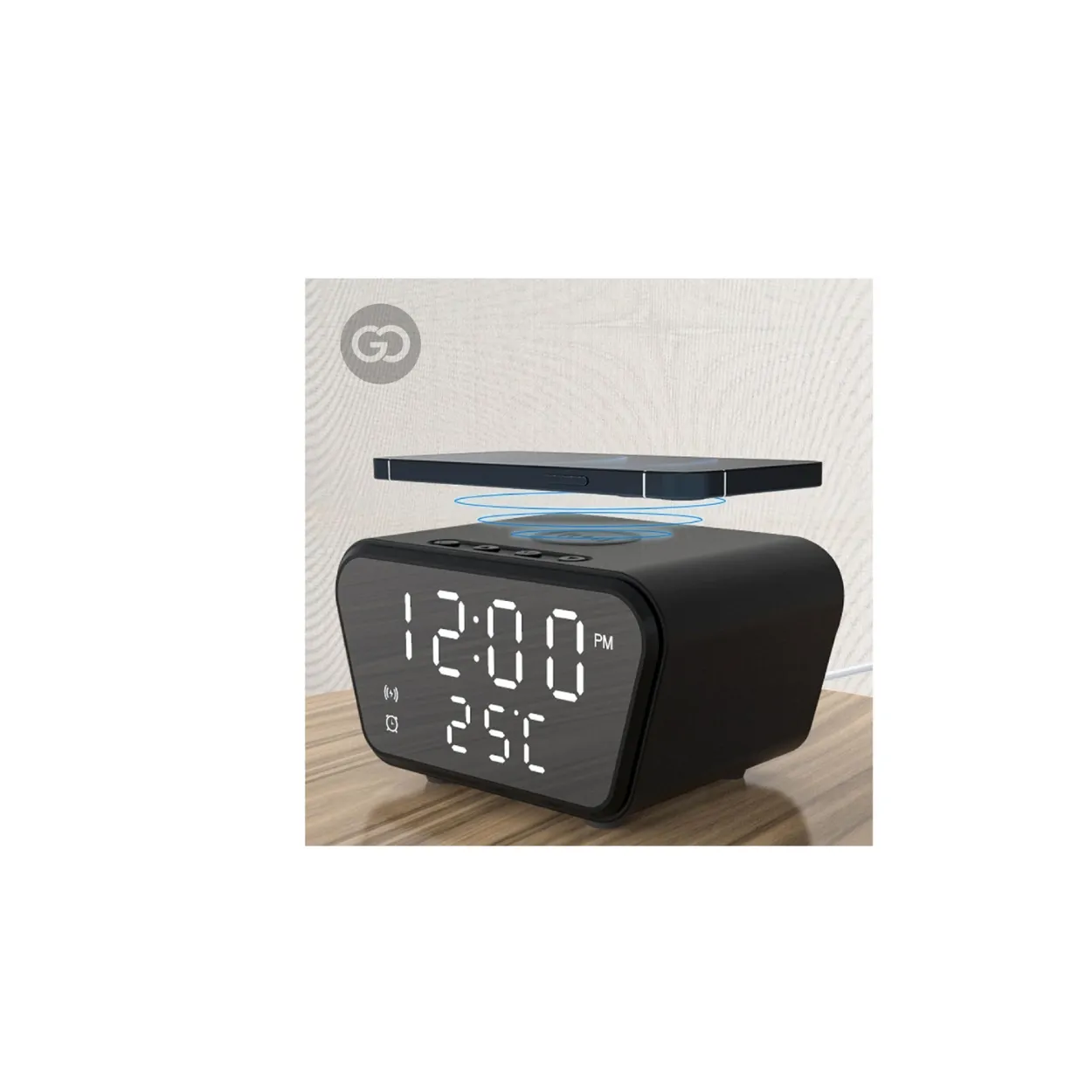 Reloj Digital Con Alarma Con Carga Inalámbrica Elegante