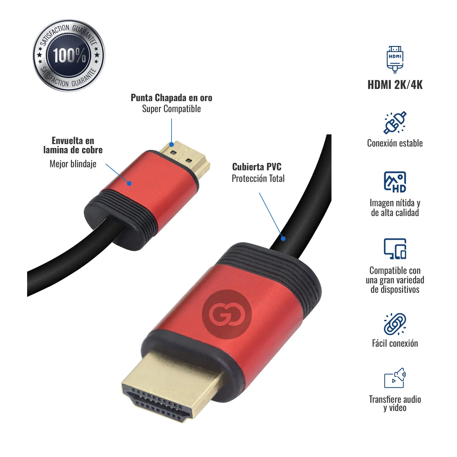 Cable 5 Metros HDTV 4K Alta Velocidad HDMI Full HD