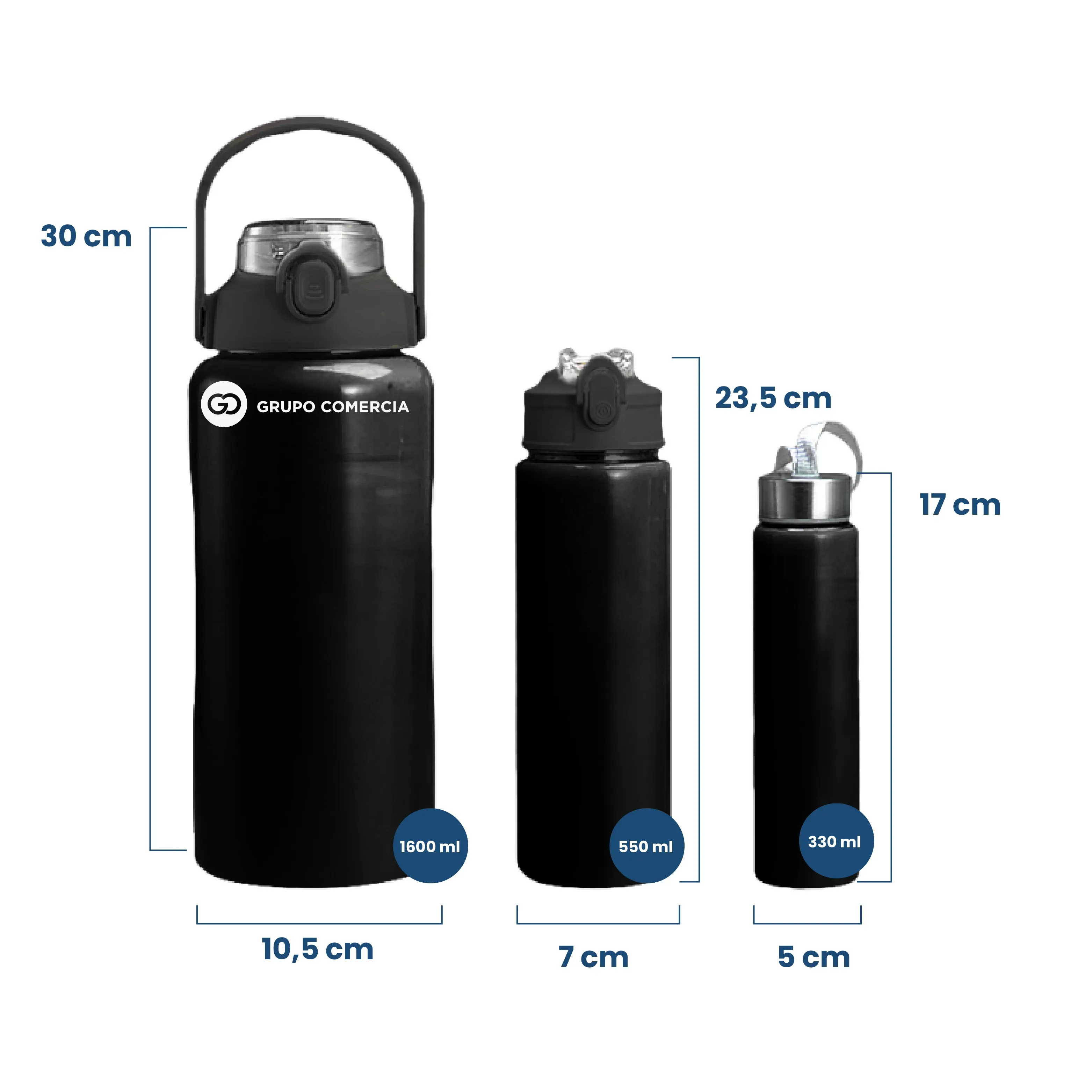 Termo Acero Inoxidable 1600ml Set X3 Calor Frio Antiderrame