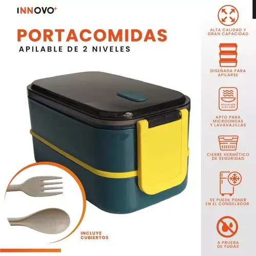 Portacomida Recipiente Con División Libre Bpa Con Cubiertos Innovo Home