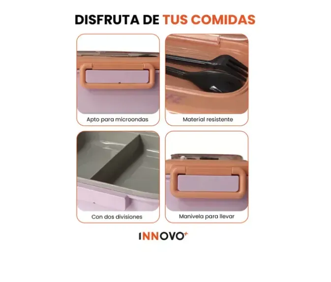 Portacomidas Recipiente Division Innovo Home Free Bpa Cubiertos